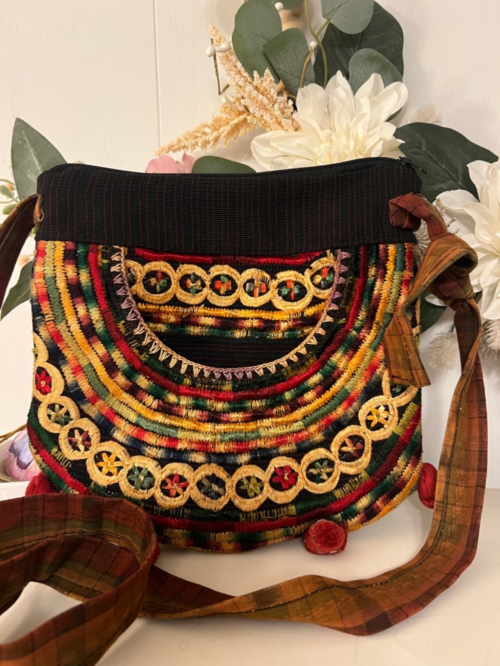 Handcrafted Multicolor Embroidered Crossbody Bag